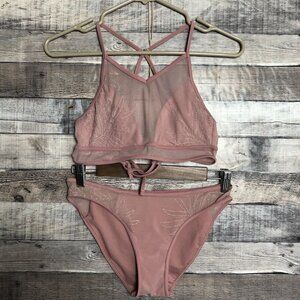 Gossip 2-pc Swim Pink Bikini Sheer Strappy-Backed Size Small